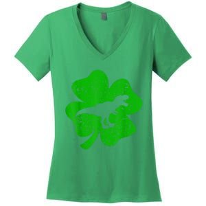 Dino St Patricks Day Shirt K.i.d.s T Rex Shamrock Dinosaur Boys Women's V-Neck T-Shirt