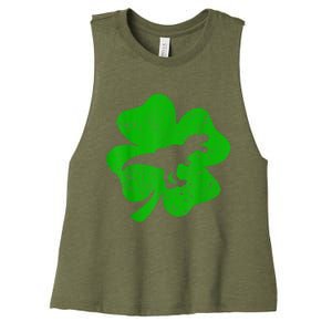 Dino St Patricks Day Shirt K.i.d.s T Rex Shamrock Dinosaur Boys Women's Racerback Cropped Tank