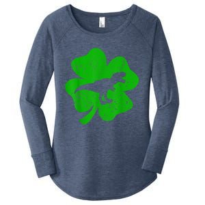 Dino St Patricks Day Shirt K.i.d.s T Rex Shamrock Dinosaur Boys Women's Perfect Tri Tunic Long Sleeve Shirt