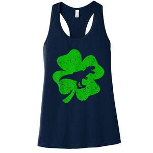 Dino St Patricks Day Shirt K.i.d.s T Rex Shamrock Dinosaur Boys Women's Racerback Tank