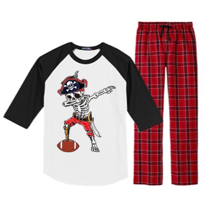 Dabbing Skeleton Pirate Football Ball Halloween Costume Raglan Sleeve Pajama Set