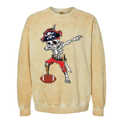 Dabbing Skeleton Pirate Football Ball Halloween Costume Colorblast Crewneck Sweatshirt