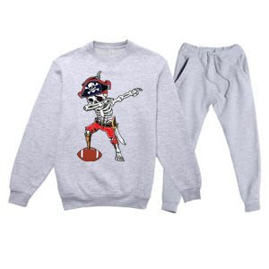 Dabbing Skeleton Pirate Football Ball Halloween Costume Premium Crewneck Sweatsuit Set