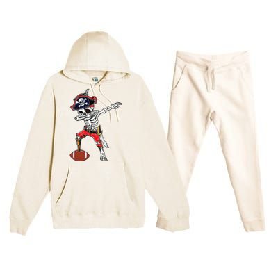 Dabbing Skeleton Pirate Football Ball Halloween Costume Premium Hooded Sweatsuit Set