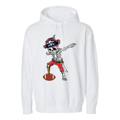 Dabbing Skeleton Pirate Football Ball Halloween Costume Garment-Dyed Fleece Hoodie