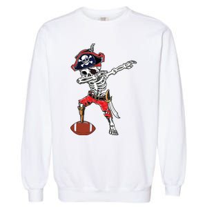 Dabbing Skeleton Pirate Football Ball Halloween Costume Garment-Dyed Sweatshirt