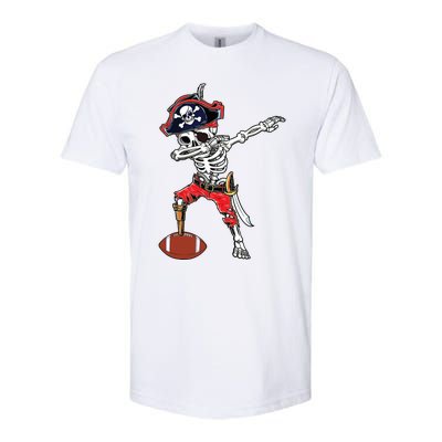 Dabbing Skeleton Pirate Football Ball Halloween Costume Softstyle CVC T-Shirt