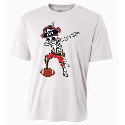 Dabbing Skeleton Pirate Football Ball Halloween Costume Cooling Performance Crew T-Shirt