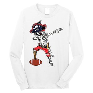 Dabbing Skeleton Pirate Football Ball Halloween Costume Long Sleeve Shirt