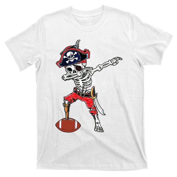 Dabbing Skeleton Pirate Football Ball Halloween Costume T-Shirt