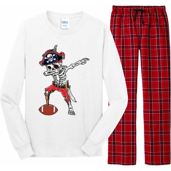 Dabbing Skeleton Pirate Football Ball Halloween Costume Long Sleeve Pajama Set