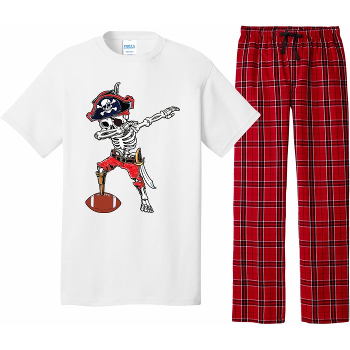 Dabbing Skeleton Pirate Football Ball Halloween Costume Pajama Set