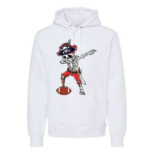 Dabbing Skeleton Pirate Football Ball Halloween Costume Premium Hoodie