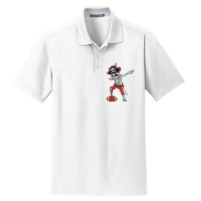 Dabbing Skeleton Pirate Football Ball Halloween Costume Dry Zone Grid Polo