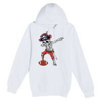 Dabbing Skeleton Pirate Football Ball Halloween Costume Premium Pullover Hoodie