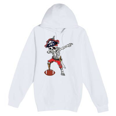 Dabbing Skeleton Pirate Football Ball Halloween Costume Premium Pullover Hoodie