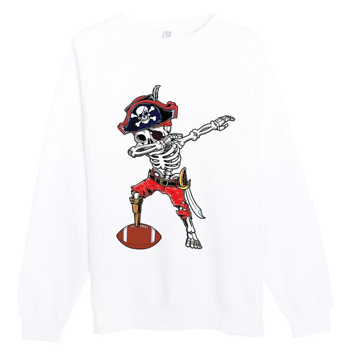 Dabbing Skeleton Pirate Football Ball Halloween Costume Premium Crewneck Sweatshirt