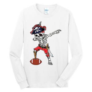 Dabbing Skeleton Pirate Football Ball Halloween Costume Tall Long Sleeve T-Shirt