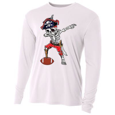 Dabbing Skeleton Pirate Football Ball Halloween Costume Cooling Performance Long Sleeve Crew