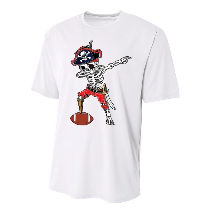 Dabbing Skeleton Pirate Football Ball Halloween Costume Performance Sprint T-Shirt