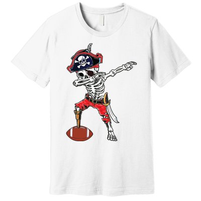 Dabbing Skeleton Pirate Football Ball Halloween Costume Premium T-Shirt