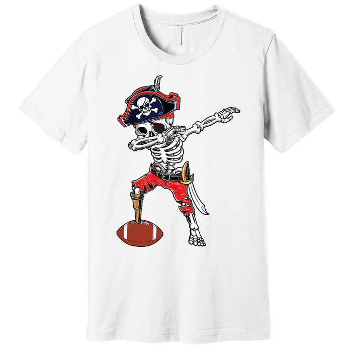 Dabbing Skeleton Pirate Football Ball Halloween Costume Premium T-Shirt