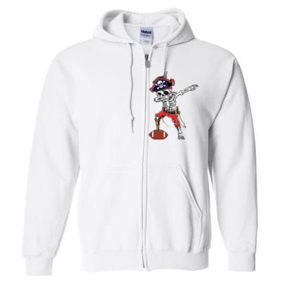 Dabbing Skeleton Pirate Football Ball Halloween Costume Full Zip Hoodie