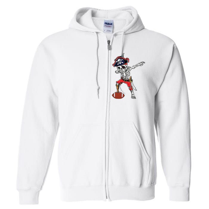 Dabbing Skeleton Pirate Football Ball Halloween Costume Full Zip Hoodie