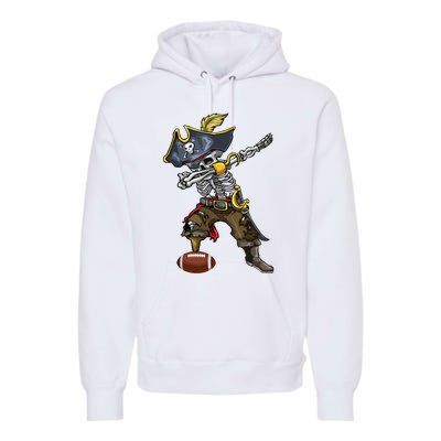 Dabbing Skeleton Pirate Football Lover Halloween Costume Premium Hoodie