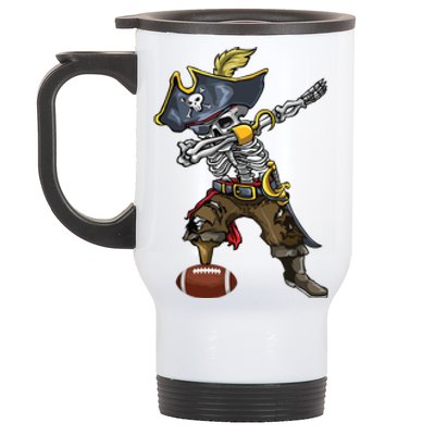 Dabbing Skeleton Pirate Football Lover Halloween Costume Stainless Steel Travel Mug