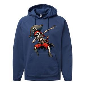 Dabbing Skeleton Pirate Performance Fleece Hoodie