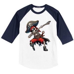 Dabbing Skeleton Pirate Baseball Sleeve Shirt