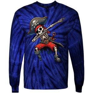 Dabbing Skeleton Pirate Tie-Dye Long Sleeve Shirt