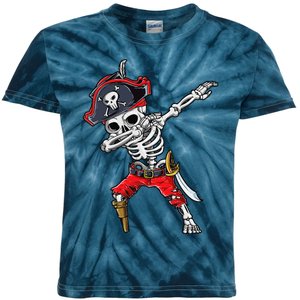 Dabbing Skeleton Pirate Halloween Jolly Roger Kids Tie-Dye T-Shirt