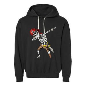 Dabbing Skeleton Pirate Halloween Kids Jolly Roger Pirate Garment-Dyed Fleece Hoodie