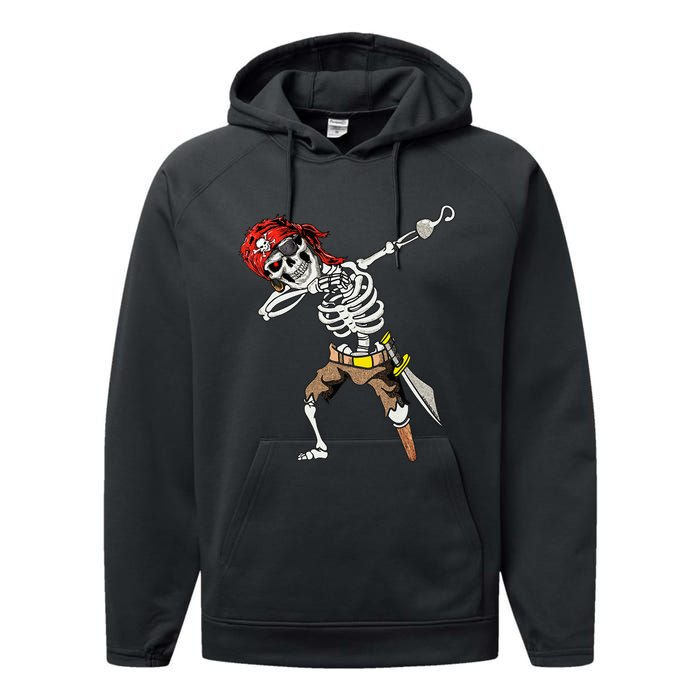 Dabbing Skeleton Pirate Halloween Kids Jolly Roger Pirate Performance Fleece Hoodie