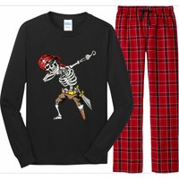 Dabbing Skeleton Pirate Halloween Kids Jolly Roger Pirate Long Sleeve Pajama Set