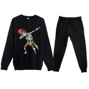 Dabbing Skeleton Pirate Halloween Kids Jolly Roger Pirate Premium Crewneck Sweatsuit Set