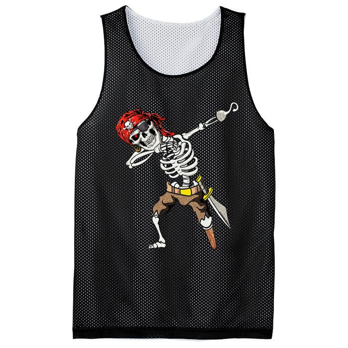 Dabbing Skeleton Pirate Halloween Kids Jolly Roger Pirate Mesh Reversible Basketball Jersey Tank