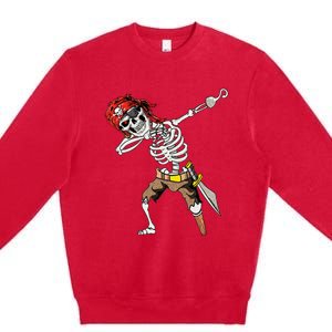 Dabbing Skeleton Pirate Halloween Kids Jolly Roger Pirate Premium Crewneck Sweatshirt