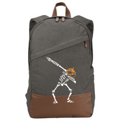 Dab Skeleton Pumpkin Head Jack O Lantern Halloween Humor Gift Cotton Canvas Backpack