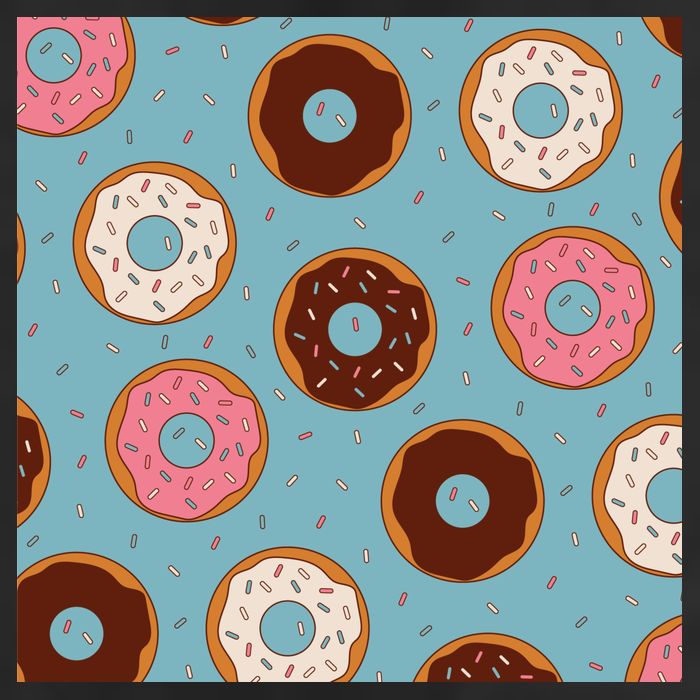 Donut Sweet Pastries Pattern 7 Panel Mesh Trucker Snapback Hat