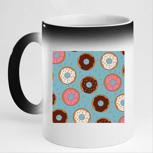 Donut Sweet Pastries Pattern 11oz Black Color Changing Mug