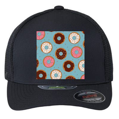 Donut Sweet Pastries Pattern Flexfit Unipanel Trucker Cap