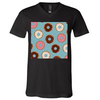 Donut Sweet Pastries Pattern V-Neck T-Shirt