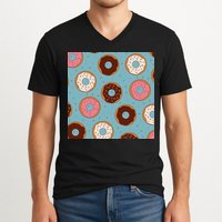 Donut Sweet Pastries Pattern V-Neck T-Shirt