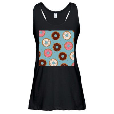 Donut Sweet Pastries Pattern Ladies Essential Flowy Tank