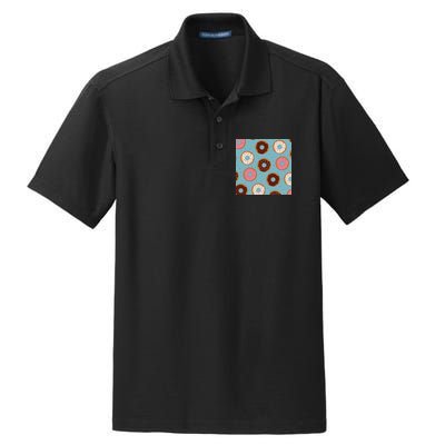 Donut Sweet Pastries Pattern Dry Zone Grid Polo