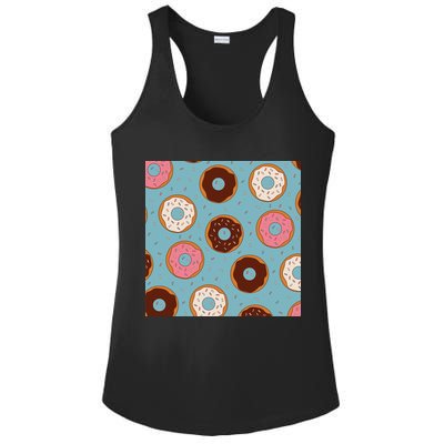 Donut Sweet Pastries Pattern Ladies PosiCharge Competitor Racerback Tank