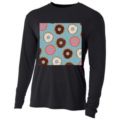 Donut Sweet Pastries Pattern Cooling Performance Long Sleeve Crew